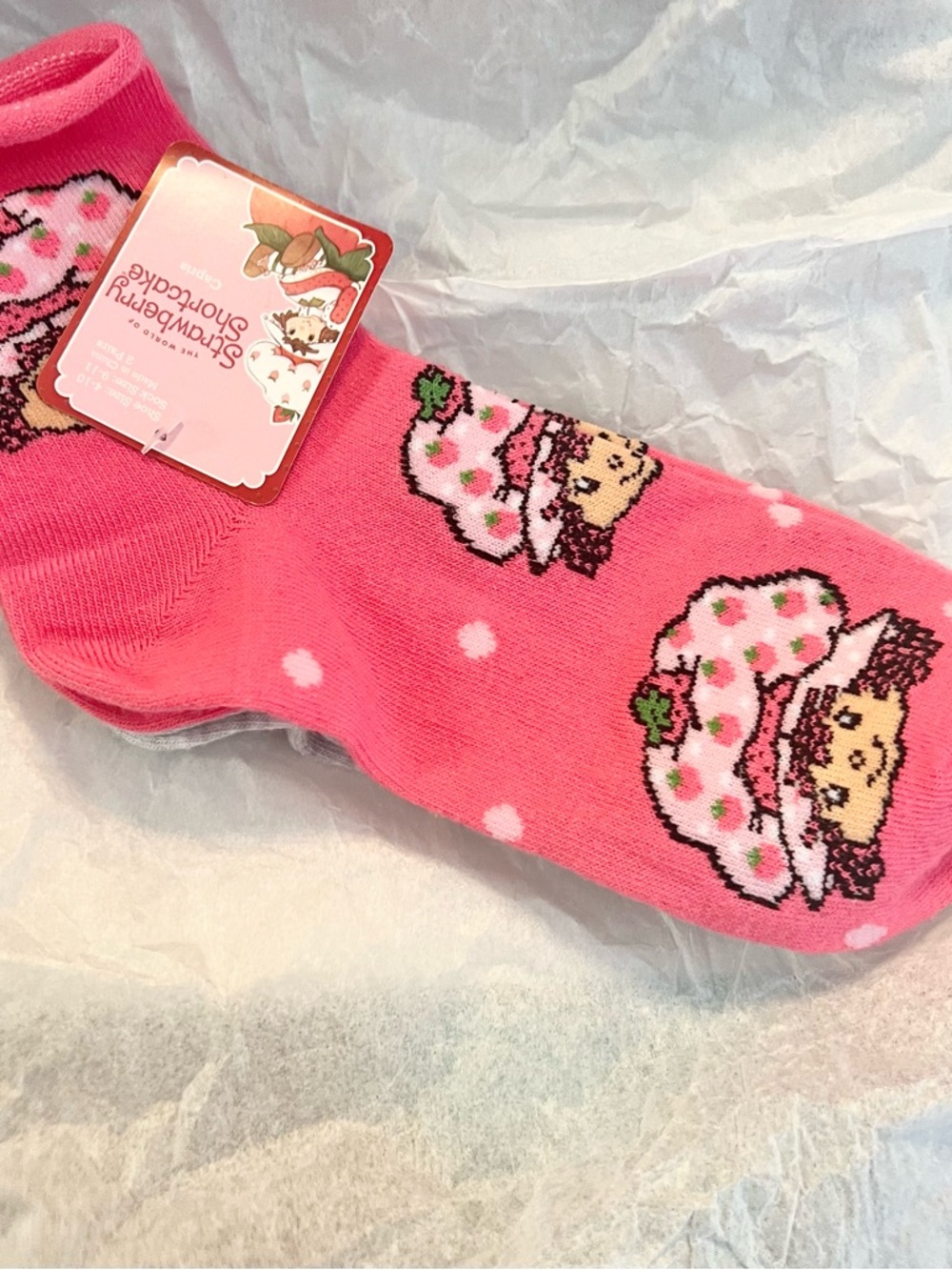 NWT Strawberry Shortcake Ankle Socks Shoe Sock Size 9-11